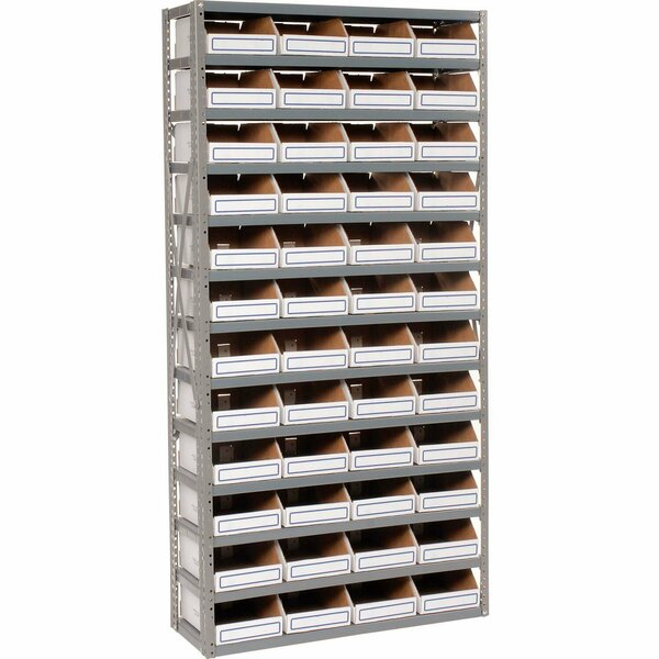Global Industrial Steel Open Shelving with 48 Corrugated Shelf Bins 13 Shelves, 36x12x73 235009